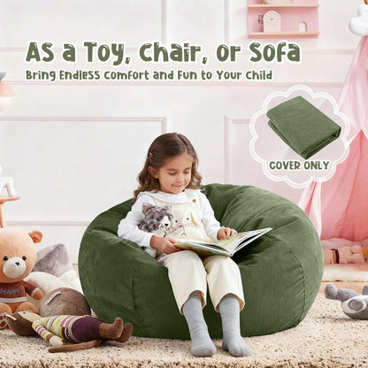 Nobildonna Bean Bag Chair Cover (No Filler) for Kids Beanbag Stuffed Animal Storage Without Filling Plush Toys Holder and Organizer Soft Premium