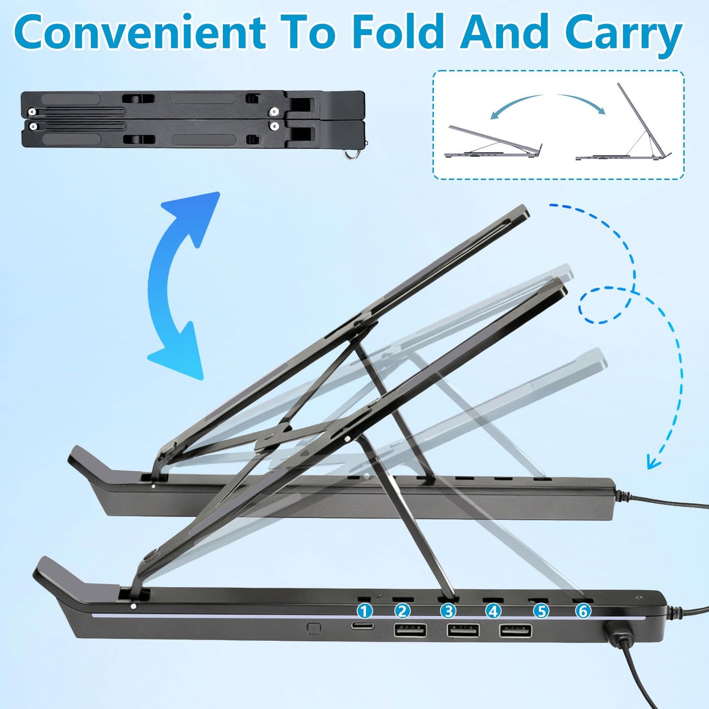 Tasofac 4-in-1 USB-C Laptop Stand, Aluminum Laptop Stand with 4-in-1 USB-C Docking Station, Foldable Double Stand, Laptop Station with Docking Station