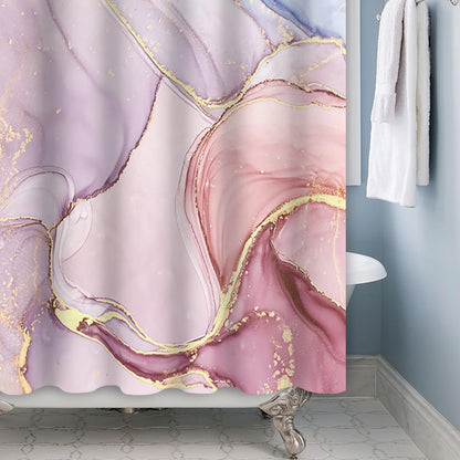 Xiaoterna 180x180cm Marble Shower Curtain Abstract Pink Gold Dots Waterproof Polyester Bathroom Curtain Luxury Modern Aesthetic Artistic Washable