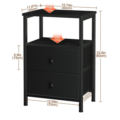 LOAKEKEL Bedside Table, Side Table with 2 Fabric Drawers, Sofa Table