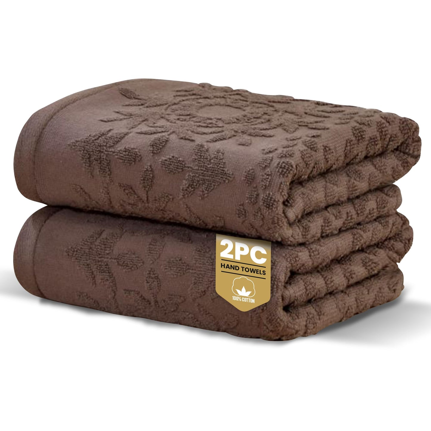 Rapport Home Versailles Jacquard Hand Towels 2 Pack, Mushroom Latte