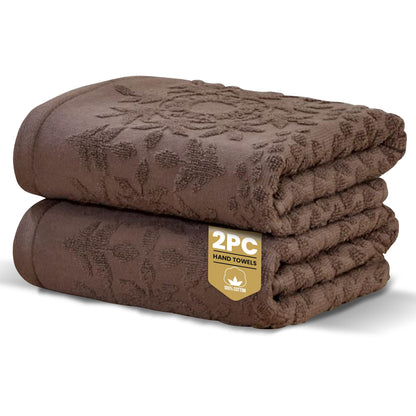 Rapport Home Versailles Jacquard Hand Towels 2 Pack, Mushroom Latte