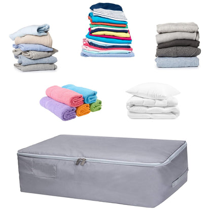 JMIATRY 4 Pack Underbed Storage Boxes with Lid, 50L Foldable Underbed Storage Bags with Handles and Zips, Large Clothes Moving Bag for Quilts