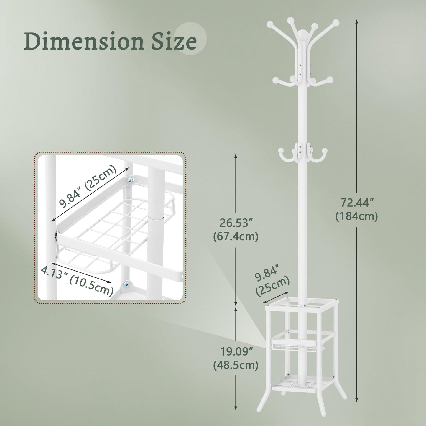FAVOOSTY Coat Stand Coat Rack with 12 Hooks, Free standing Clothes Clothing Rack with Umbrella Holder, Hats