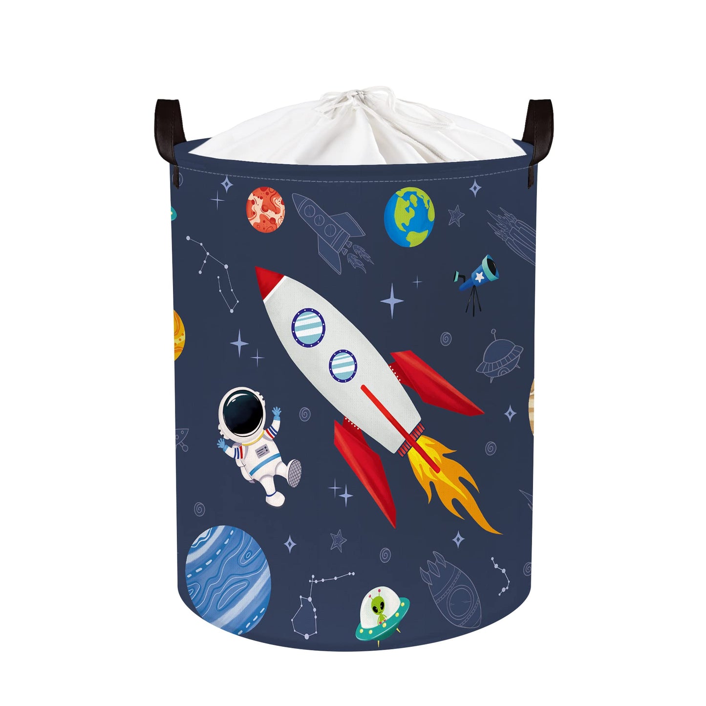 Clastyle Space Laundry Hamper Cosmic Book Storage Basket for Bathroom Parent Storage Box to Organize Toy Clothes, Rocket, 36x45 cm