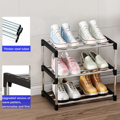 NIAWECAN Small Shoe Rack, Stackable Shoe Rack 3 Tier, Footware Storage