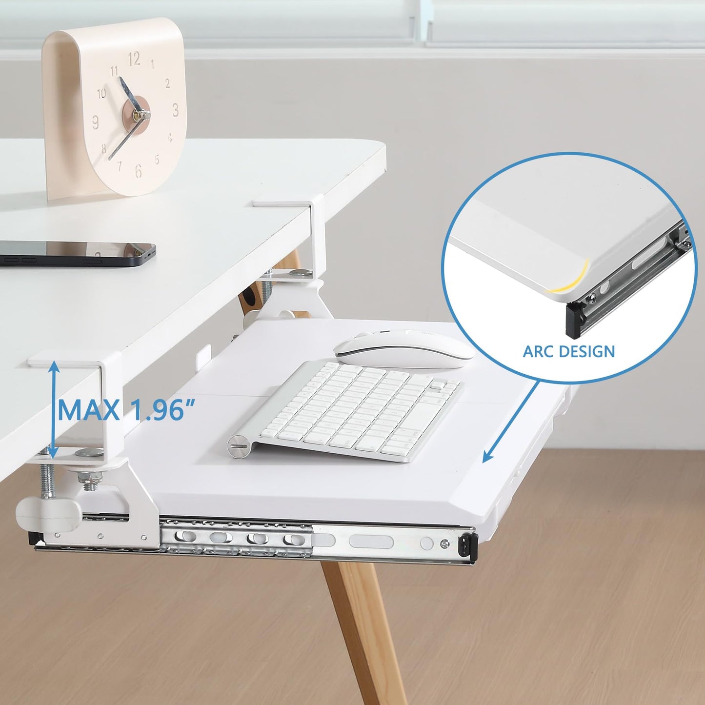 ETHU Under Desk Keyboard Tray with Storage Drawers 68x30cm