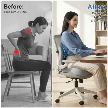 Gresonic Ergonomic Memory Foam Seat Cushion, For Office, Car, Gaming & Dining Chairs, Sciatica, Tailbone & Coccyx Pain Relief