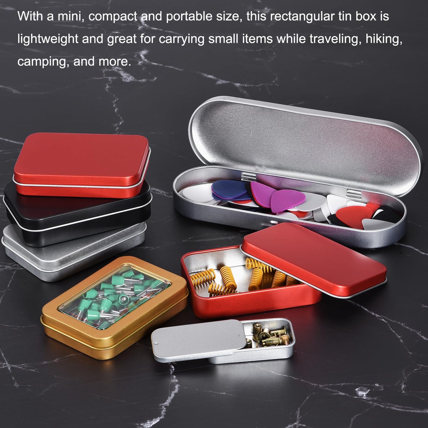 sourcing map Metal Tin Box, 5.31" x 3.15" x 1.38" Rectangular Empty Tinplate Containers with Lids, Silver Tone, for Home Organizer, Candles, Gifts