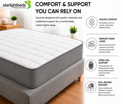 Starlight Beds Grey Tile King Size Mattress 150x200x18cm