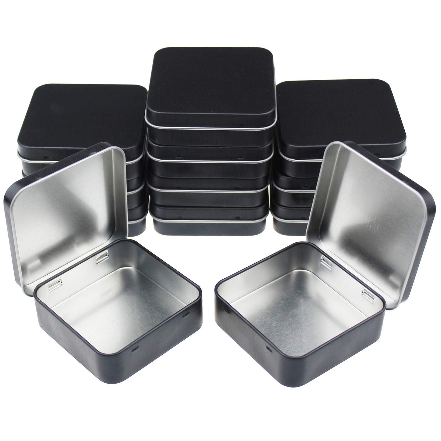 Goodma 12 Pieces Square Metal Empty Tins, Black