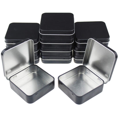 Goodma 12 Pieces Square Metal Empty Tins, Black