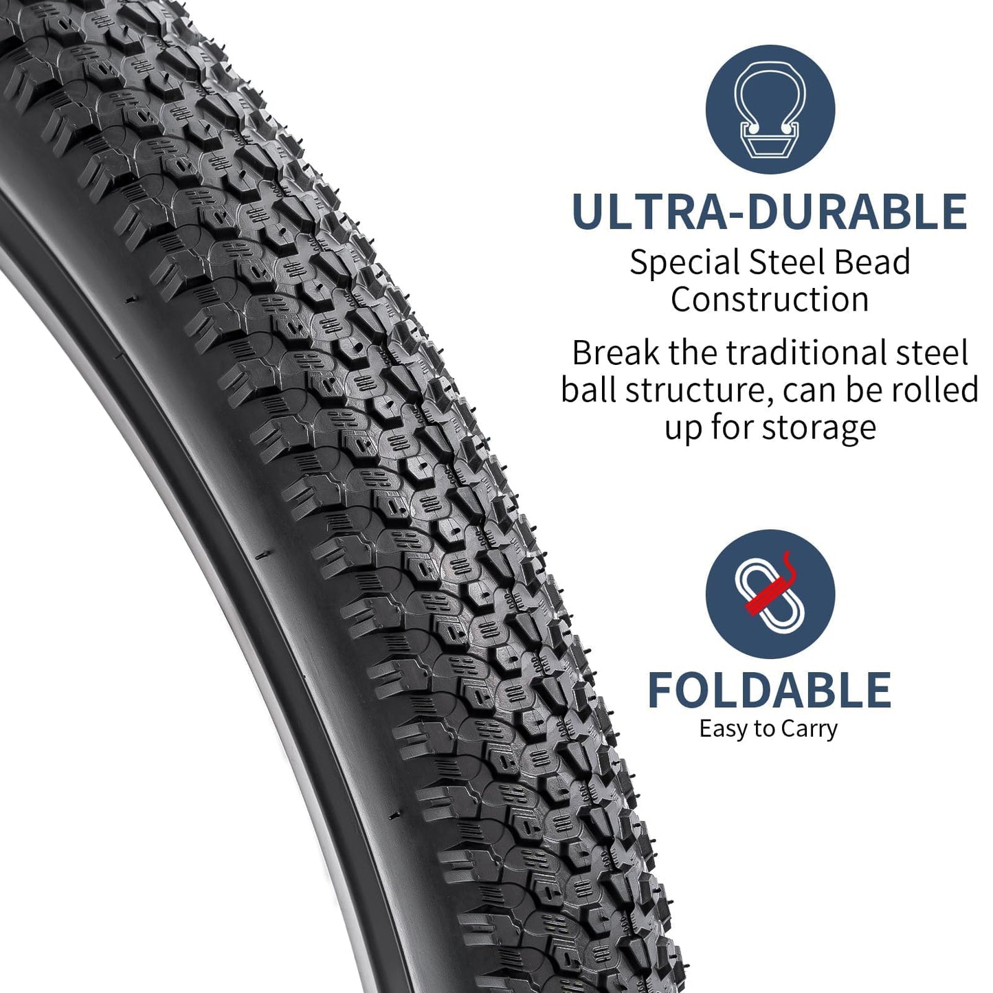 YunSCM 2 Pcs Foldable 26 inch Bike Tyres 26x2.10 ETRTO 52-559 and 26?? Bike Tubes AV32mm Schrader Valve Compatible with 52/54-559 26x2.10 26X2.125