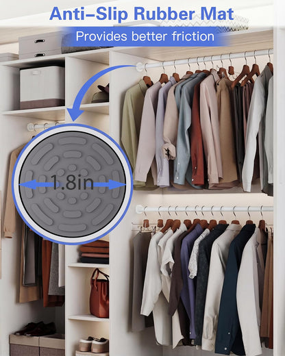 Supforce Wardrobe Rail, No-Drill Wardrobe Hanging Rail, Non-Slip Adjustable Heavy Duty Tension Wardrobe Rail, 43-135cm Spring Rail for Wardrobe