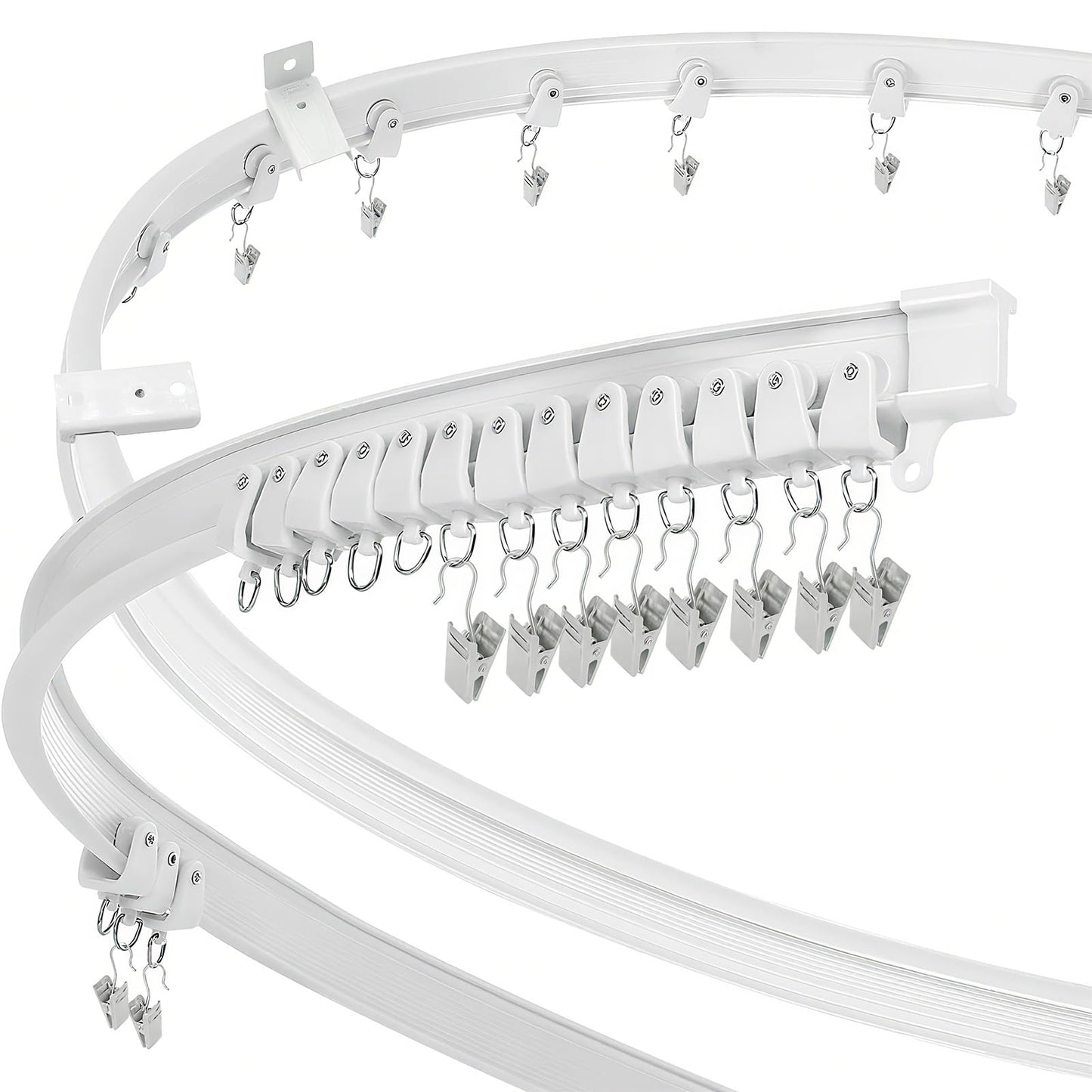 3m Curtain Track, Flexible Bendable Curtain Rail for Bay Windows, Plastic Heavy Duty Curtain Track and Fittings Ceiling Wall Mount, White 10Ft Ceiling