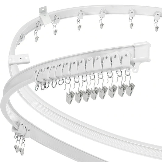 3m Curtain Track, Flexible Bendable Curtain Rail for Bay Windows, Plastic Heavy Duty Curtain Track and Fittings Ceiling Wall Mount, White 10Ft Ceiling