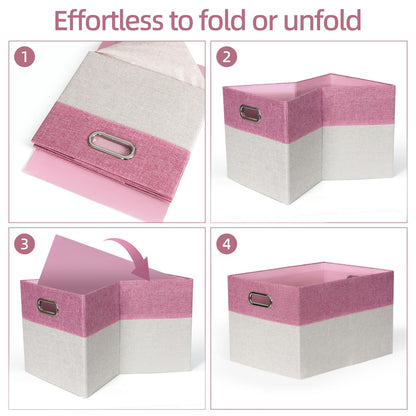 BinWhiz 3 Pack Clothing Storage Bins, Rectangle Large Storage Baskets with Metal Handle, Collapsible Storage Organiser Bins
