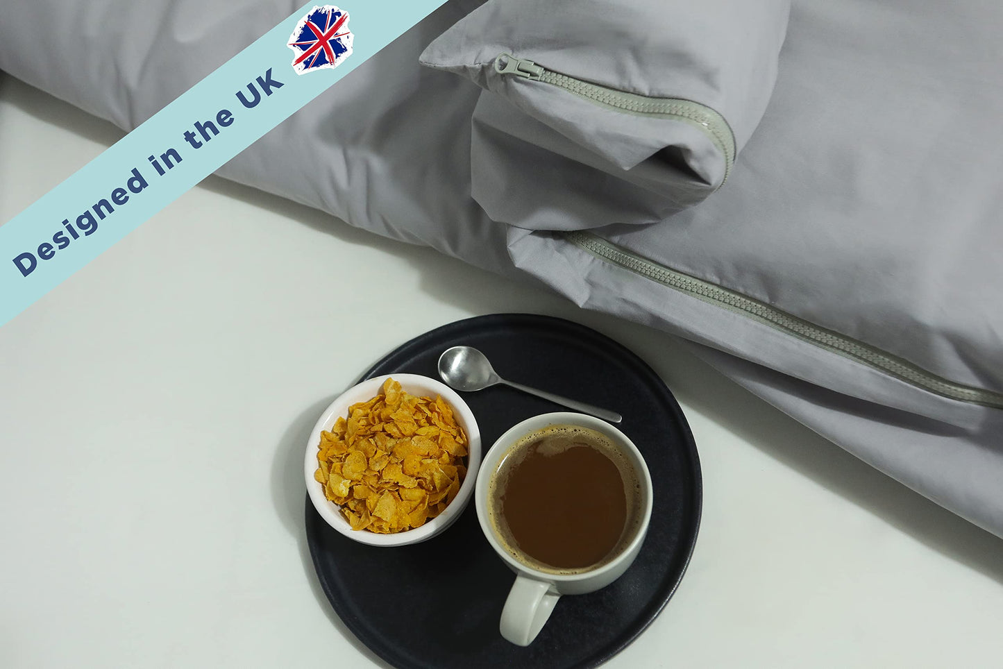 lekka EASY-CHANGE & EASY-IRON, ZIP-AROUND Duvet Cover Set for King Size Bed (Grey)