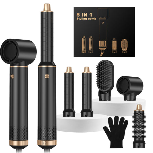 Airbrush Hair Styler, Air Brush 5 in 1 with Curl Straighten, Volumise, Smooth and Drying for Styling, Airbrush 5 in 1 Hot Air Styler for All Hair