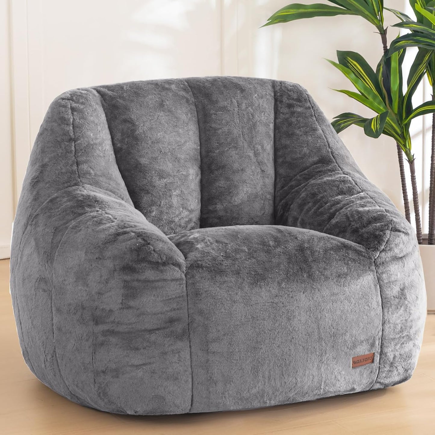 MAXYOYO Bean Bag Chair for Adults or Children, Soft Faux Fur Floor Single with Filling, Comfy Bean Bag Sofa with Back Support, Accent Chair