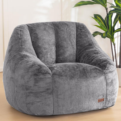 MAXYOYO Bean Bag Chair for Adults or Children, Soft Faux Fur Floor Single with Filling, Comfy Bean Bag Sofa with Back Support, Accent Chair