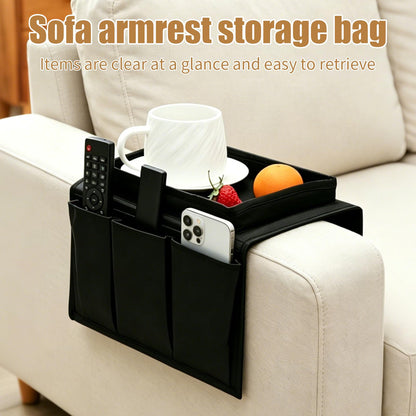Sofa Armchair Storage Bag, Suitable for Sofas Armrests Storage Bags Tidy Tabletops Bedside Chairs Storage Baskets with Snacks and Tea Cup Holders