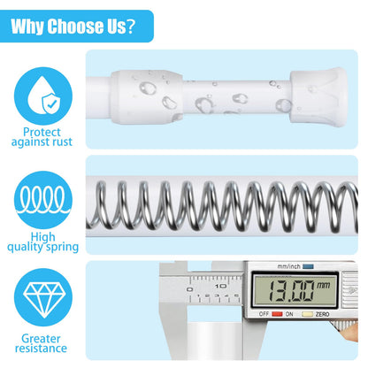 4 Piece Shower Rod Without Drill Stainless Steel Curtain Rod Holder Extendable Curtain Rod