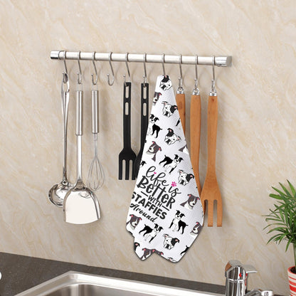PXTIDY Staffie Dog Lovers Tea Towel Life Is Better With Staffies Around Staffordshire Terrier Dish Towel Staffie Dog Mom Gift