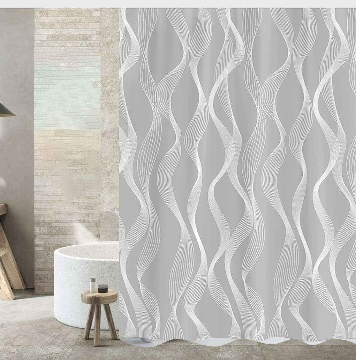 Tennove Shower Curtain 150 x 200cm Mildew Resistant Geometric Thick Polyester Fabric Bathroom Shower Curtain Waterproof Washable Bath Curtain with