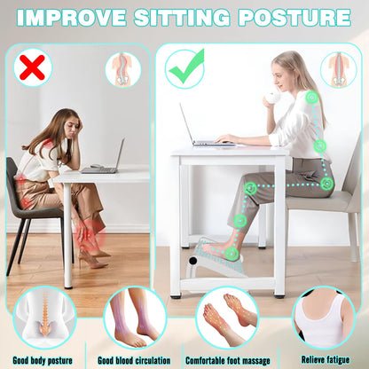 Hmfmdy Foot Rest Under Desk, Office Foot Rest with Massage Texture and Roller, Adjustable Height Ergonomic Foot Stool Under Desk for Office and Home
