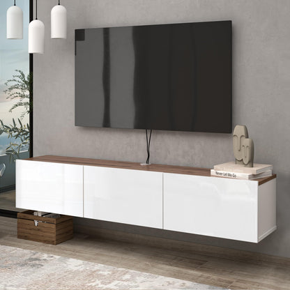 ATELIER MOBILI Floating TV Stand, Modern White TV Console, 63 Inch, Living Room Entertainment Center