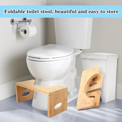 LOPYXBR Bamboo Toilet Stool Squat Adult, 15.7 x 7.9 x 7.3 inch/ 40 x 20x 18.5 cm Poop Stool for Adults, Foldable Bamboo Toilet Step