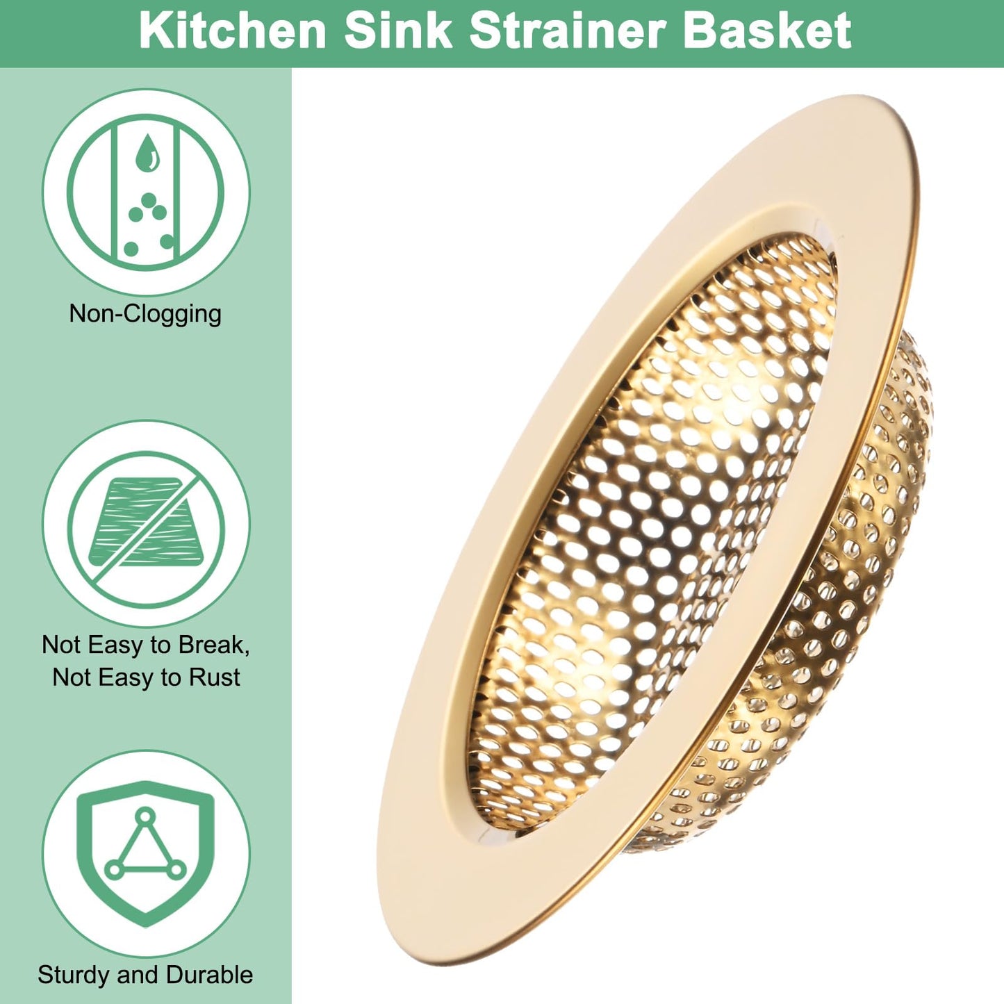 M METERXITY 2-Pack Sink Strainer, 4.4 Inch Stainless Steel Sink Drain Strainer, Basket Cover Mesh Hair Food Catcher