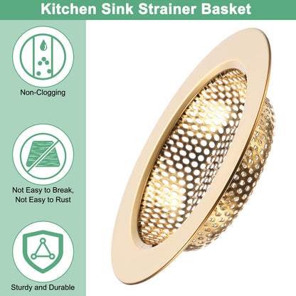 M METERXITY 2-Pack Sink Strainer, 4.4 Inch Stainless Steel Sink Drain Strainer, Basket Cover Mesh Hair Food Catcher