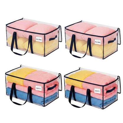 VENO 4 Pack Extra Large Moving Storage Bags with Zips, Heavy-Duty Organizer Tote, Moving Box Alternative, Packing Supply, Clothes Storage Bin