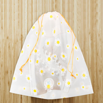 Tabanzhe 5 PCS Daisy Flower Pattern Drawstring Storage Bag,Reusable Clothes Space Bags,Waterproof Ziplock Shoe Bags,Large Size Portable Shoes Bag