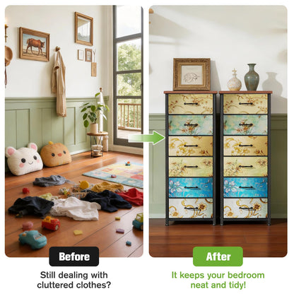 LNZHAO 6 Drawer Tall Chest of Drawers Bedroom
