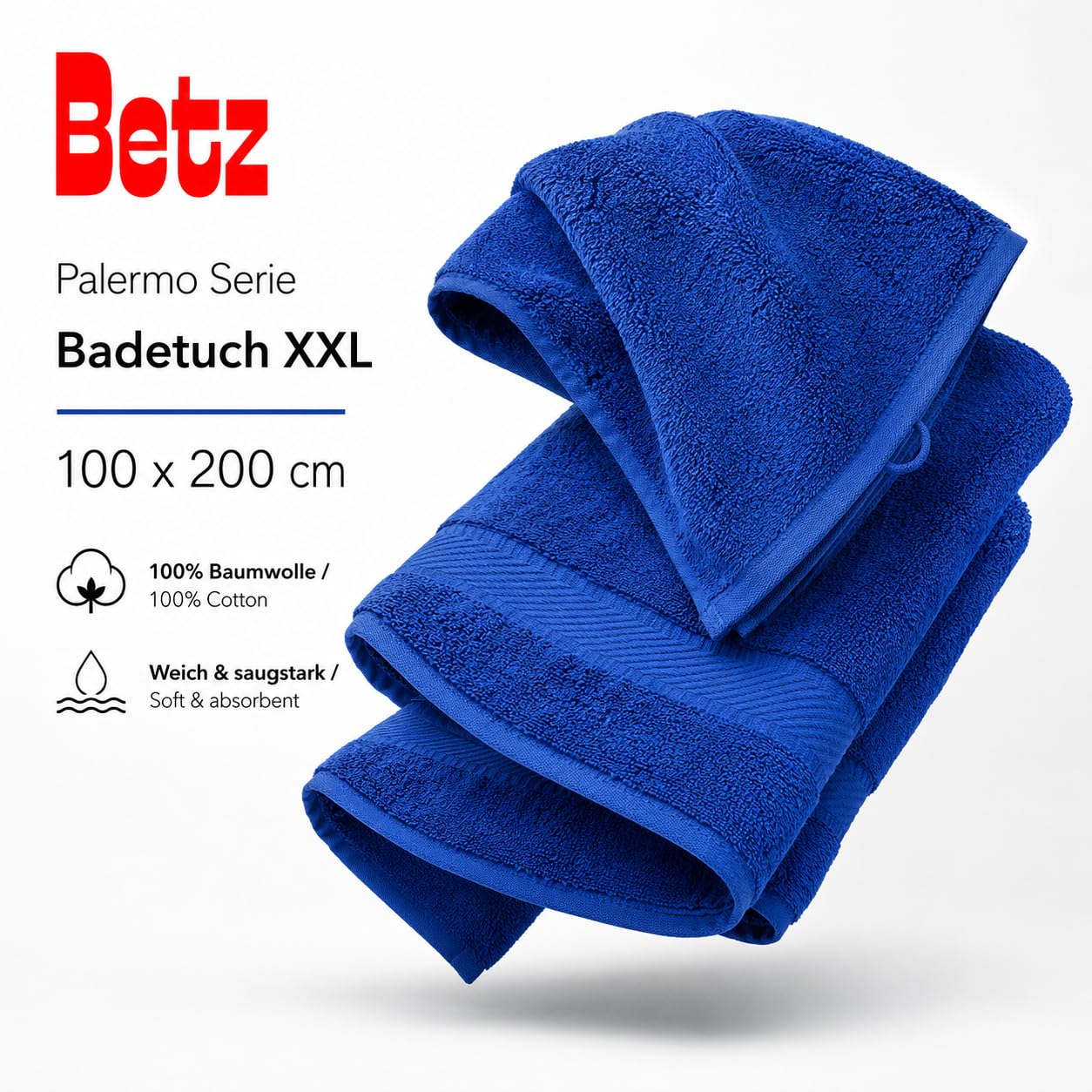 Betz XXL Bath Towel PALERMO 100% Cotton Size 100x200 cm color blue