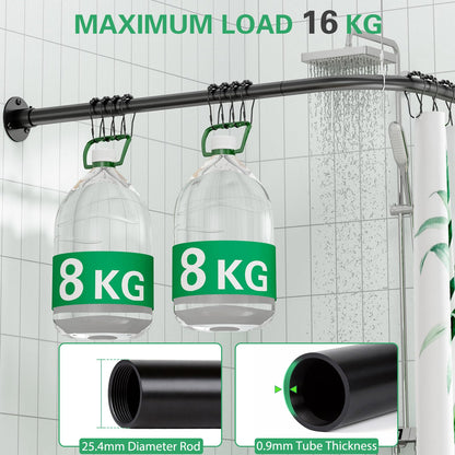 L Shaped Shower Curtain Rail, (60-133cm) x (60-133cm) Extendable Corner Shower Curtain Rail