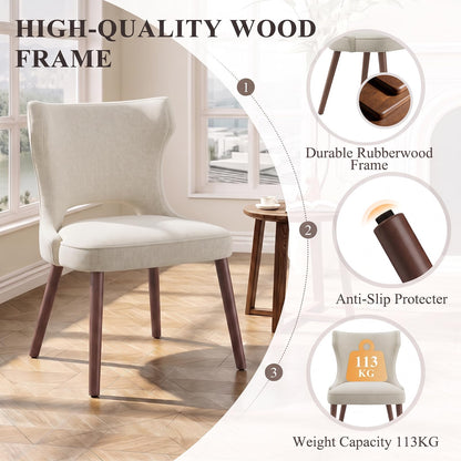 MALOL Upholstered Dining Chairs Set of 6, Dining Room Chairs with Hollow Backrest, High Back Kitchen Chairs with Solid Wood Legs, Thick Seat Cushion