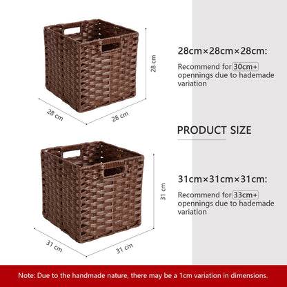 Mangata 31 cm Storage Cube Boxes for 33 cm Closet, Kallax, Rattan Effect Storage Baskets, Wicker Woven Polyrattan Material Wardrobe Organizer