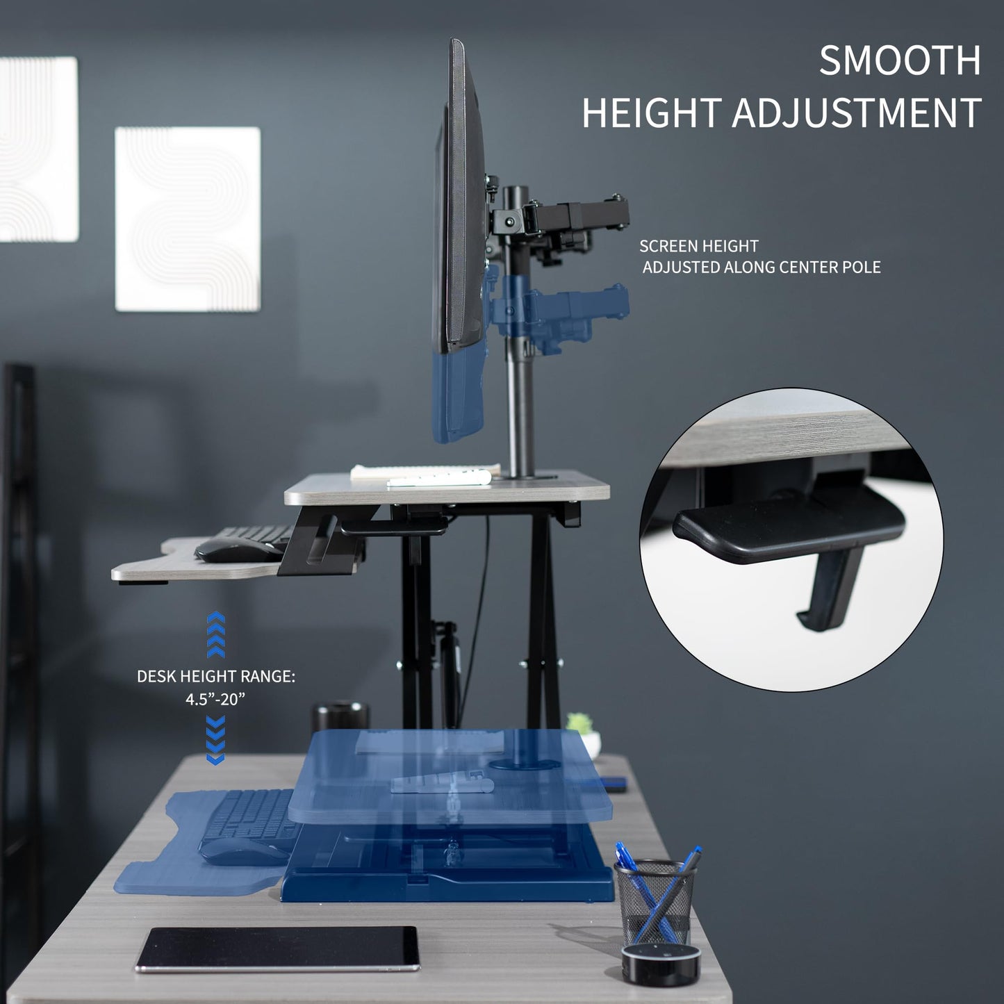 VIVO Height Adjustable 81cm Standing Desk Converter with Dual 13 to 30 inch Monitor Stand, Sit Stand Monitor Mount and Desk Riser, Gray