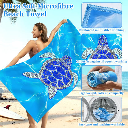 Jonuin 2 Pack Microfibre Beach Towels for Adults, 180 × 90 cm Extra Large Microfibre Beach Towel with Double Side Print, Quick Dry Towel