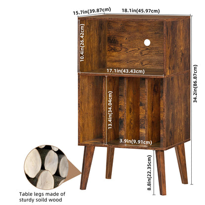 LELELINKY Record Player Stand, Turntable Stand Hold Up To 160 Albums, Brown