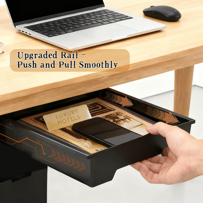 Hi-ERA 10.91"x 8.23" Under Desk Drawer Storage Organizer, Durable PC Material Self-Adhesive with Slide Out Rail