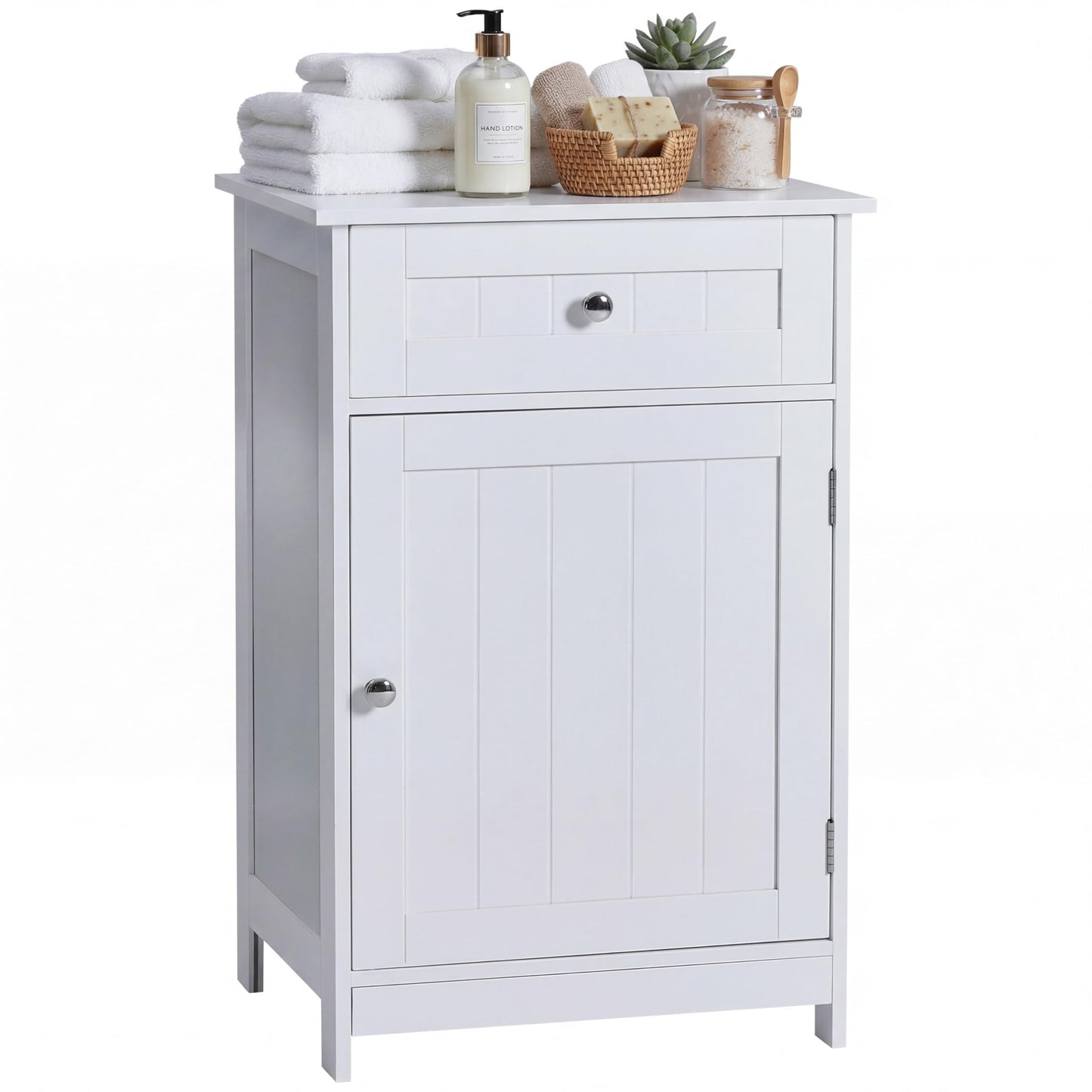 Bath Vida Priano Freestanding 1 Drawer 1 Door Bathroom Floor Cabinet, White