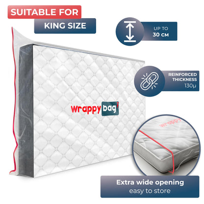 WRAPPYBAG  Protective Plastic Mattress Case  King Size  Waterproof, Anti-Tear Storage Bag  For House Moves, Storage and Transport (60" x 80") -