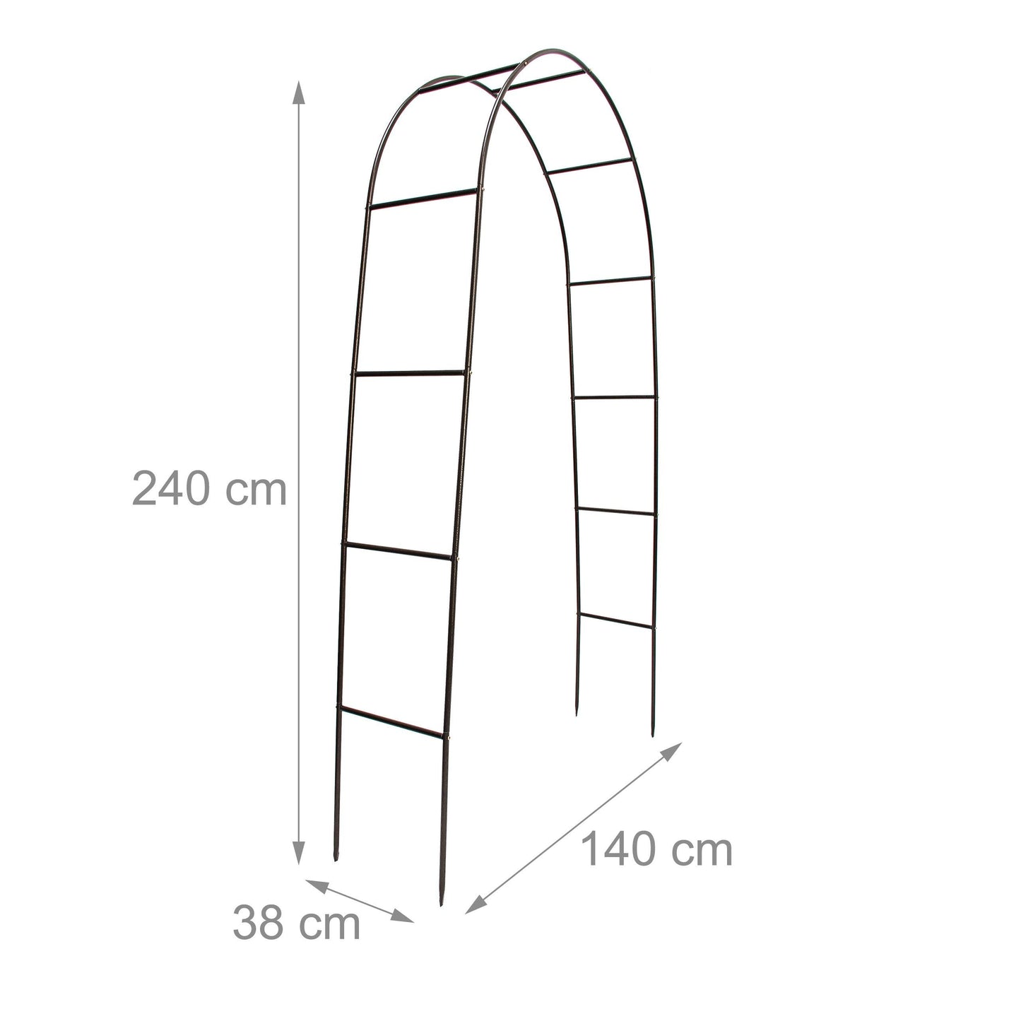 Relaxdays Powder-Coated Steel Rose Arch, Garden Arbour or Trellis, Weather-Proof Support for Climbing Plants, Dark Brown