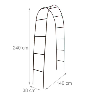 Relaxdays Powder-Coated Steel Rose Arch, Garden Arbour or Trellis, Weather-Proof Support for Climbing Plants, Dark Brown