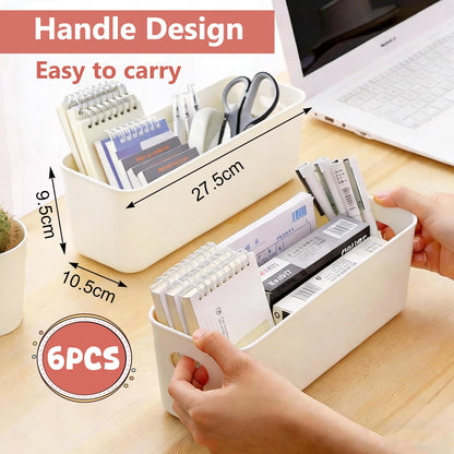Cartlant 6 Pack Small Storage Baskets Narrow Plastic Bathroom Storage Box